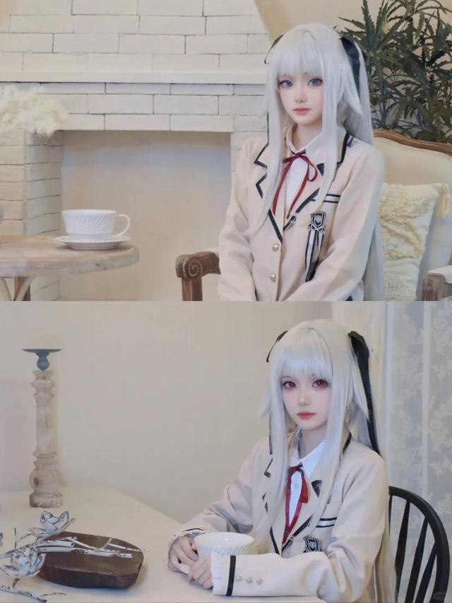 美少女万华镜篝之雾枝COS，黑丝过膝袜，简直太爱了