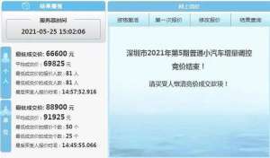 深圳汽车牌照竞价(个人最低666万元深圳5月车牌竞价结果出炉今天别忘了查摇号)