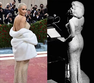 金.卡戴珊为穿梦露旧服3周减重16磅,却因屁股太大,拉链都拉不上