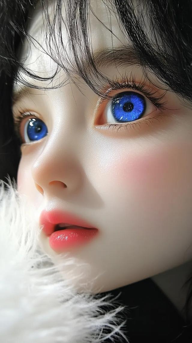 一组超美女生脸部特写,蓝色眼睛就像凡间精灵