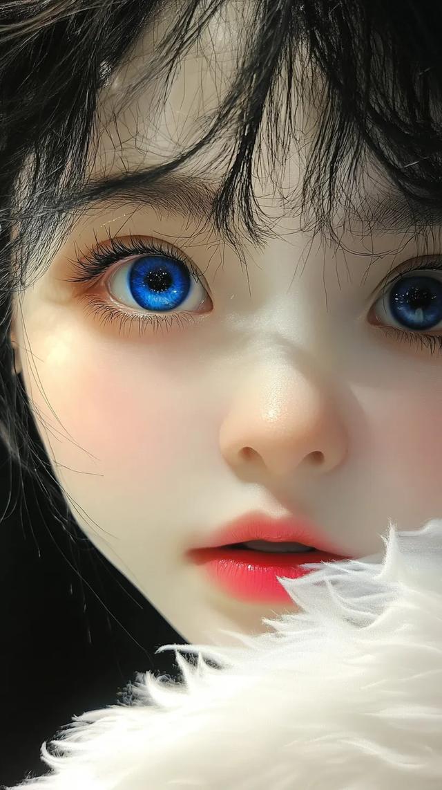 一组超美女生脸部特写,蓝色眼睛就像凡间精灵