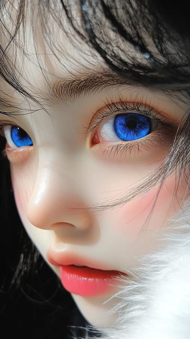 一组超美女生脸部特写,蓝色眼睛就像凡间精灵