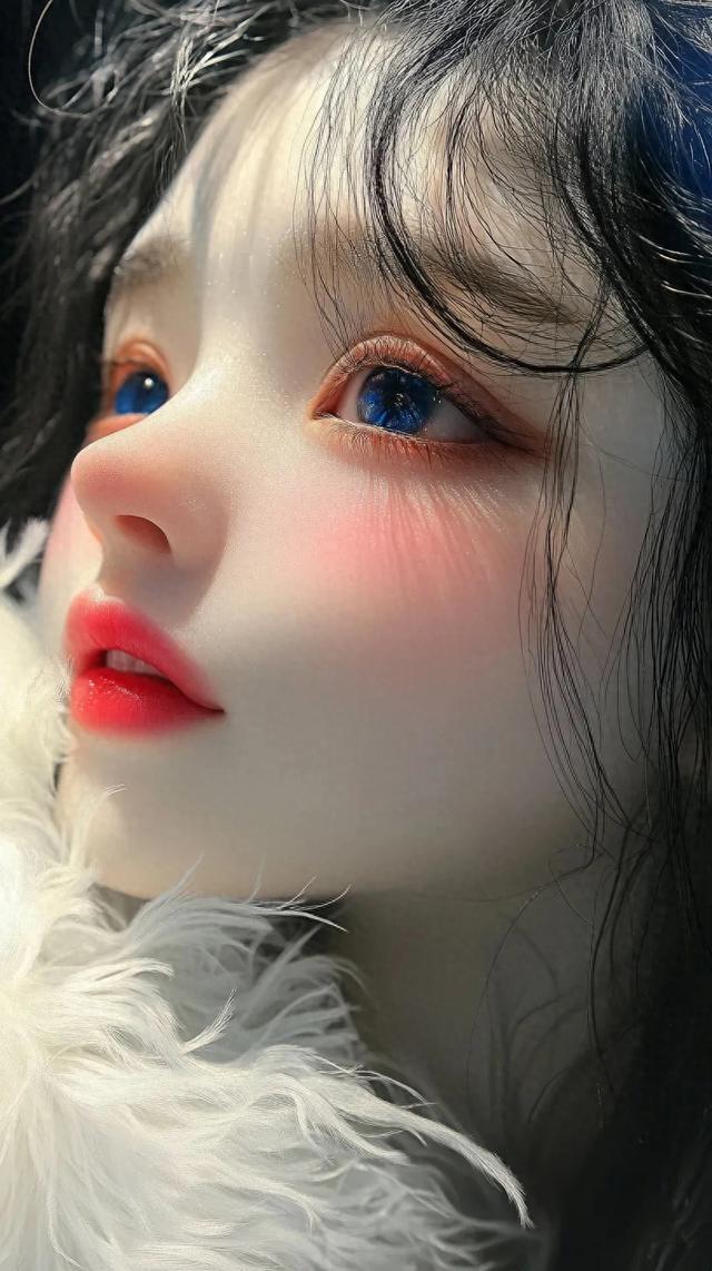 一组超美女生脸部特写,蓝色眼睛就像凡间精灵