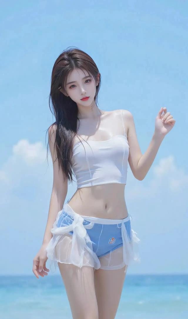 海边沙滩上的清凉倩影:泳装美女与夏日恋歌