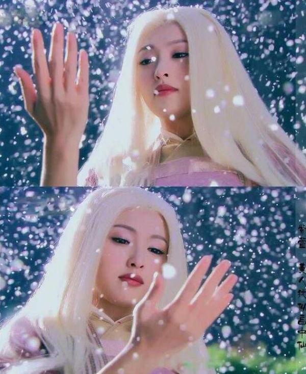 雪下的古装女神们,唐嫣白发美艳绝伦,杨幂呆滞,最后一个不想看