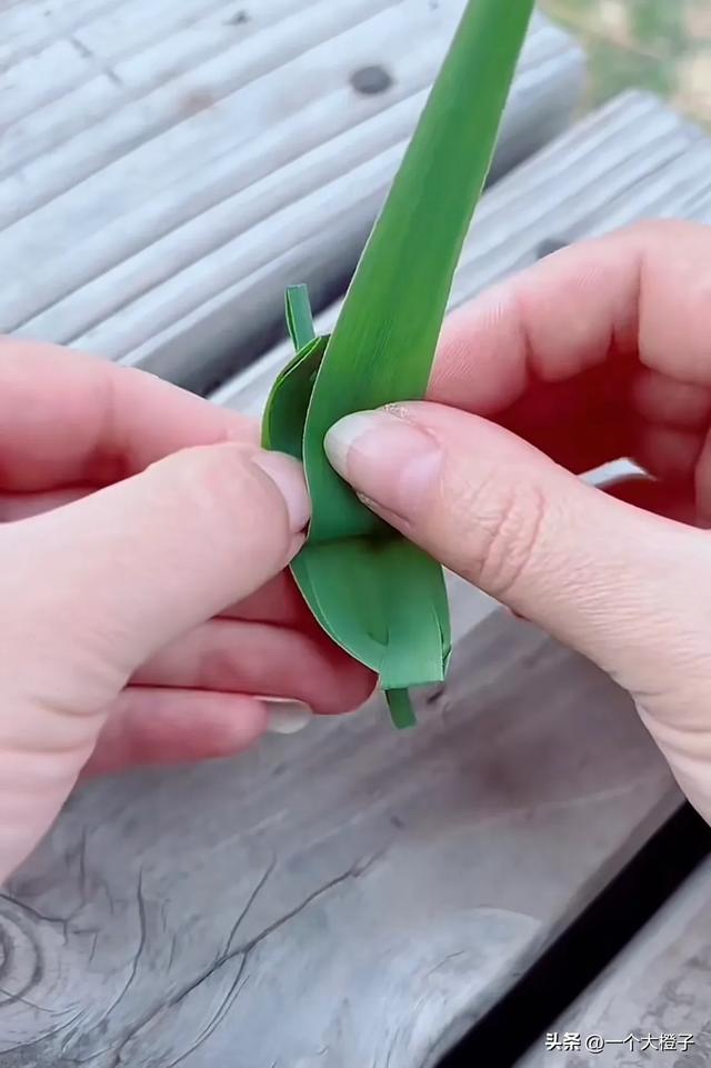 美女用芦苇叶折玩具,当她折好放水里之后,它竟然自己开走了!