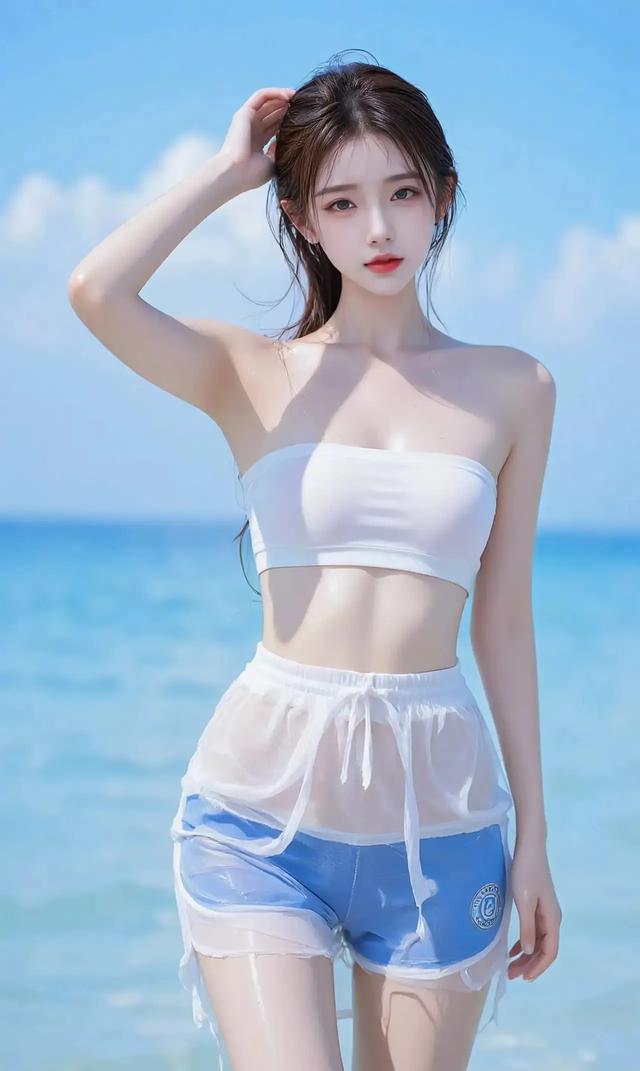 海边沙滩上的清凉倩影:泳装美女与夏日恋歌