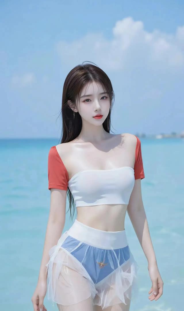 海边沙滩上的清凉倩影:泳装美女与夏日恋歌