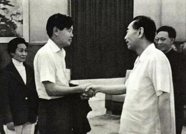 1971年，杨振宁和岳父杜聿明第一次见面的合影，他毕恭毕敬站一旁