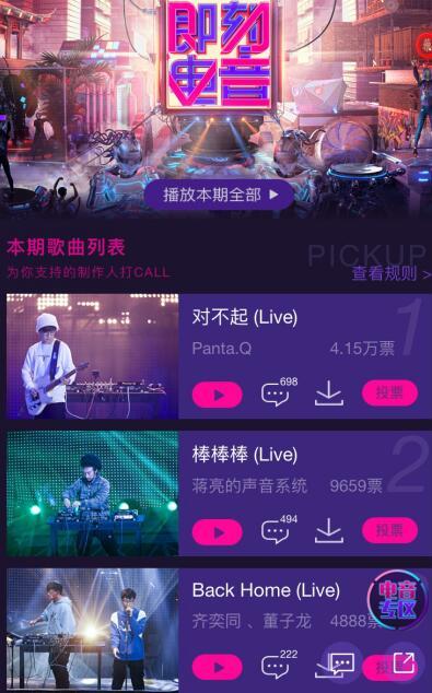 《即刻电音》齐奕同&董子龙晋级 拿下酷狗人气TOP3