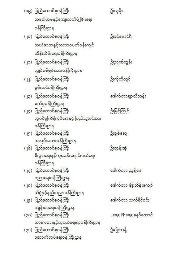 缅甸大动作！国管委、联邦政府人员大变动