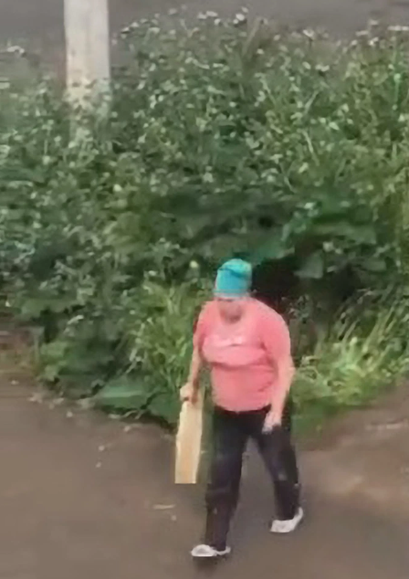 俄一对情侣草丛缠绵，被愤怒的邻居大妈用木板狠打严厉教育