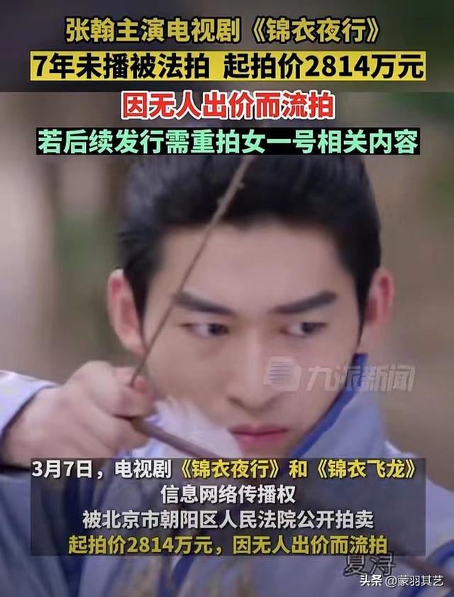 《锦衣夜行》7年未播不怪张翰,出品方被执行,女一号被限制出境