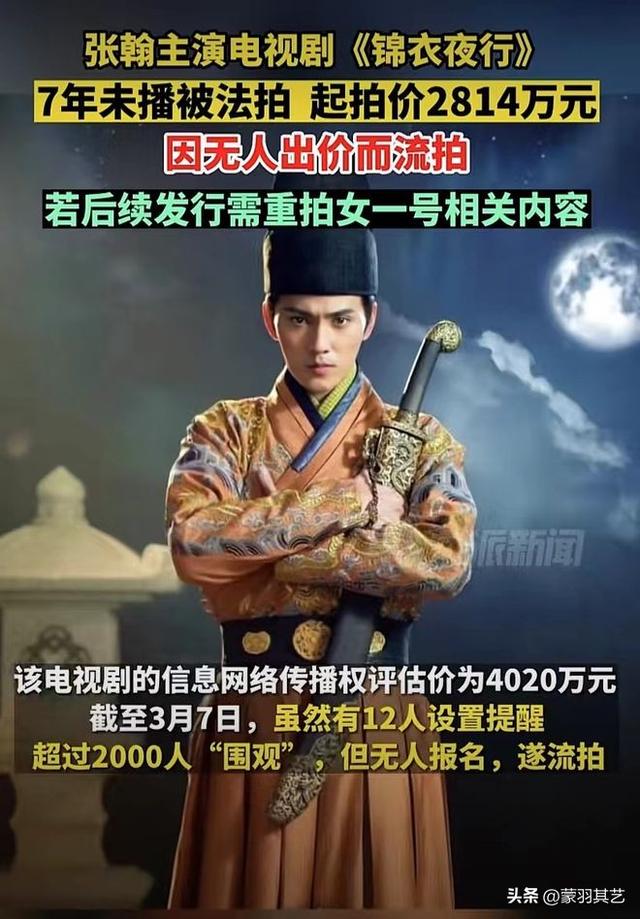 《锦衣夜行》7年未播不怪张翰,出品方被执行,女一号被限制出境