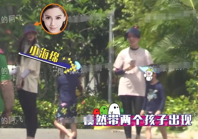 baby与儿子现身三亚，母子当街甩手闹别扭，小海绵撒娇抱腿超呆萌