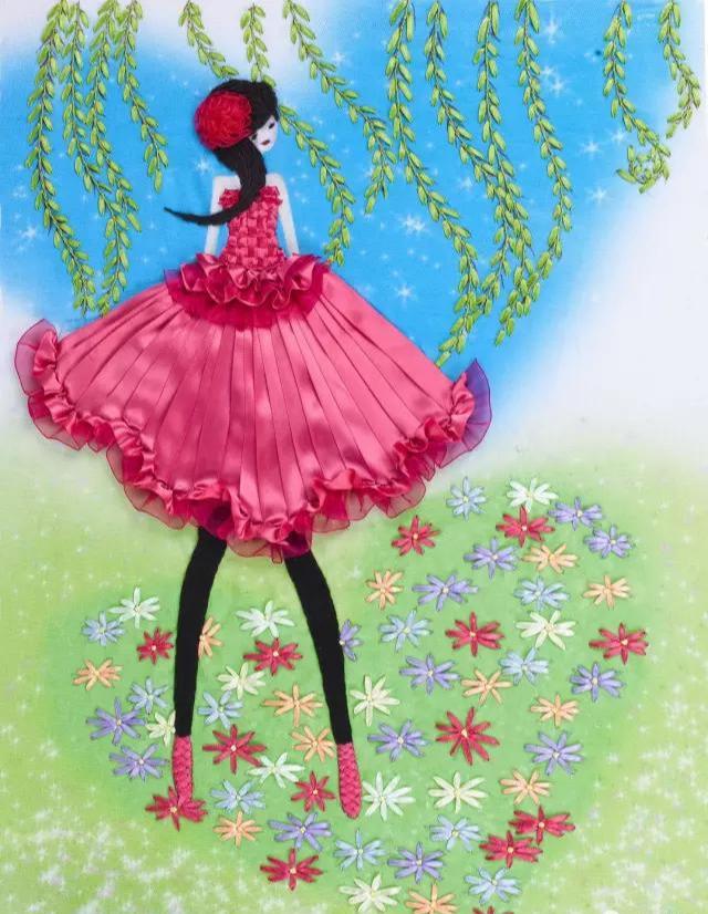 美不胜收的丝带绣,会不会针法都可学会,快收藏!附7款花叶针法