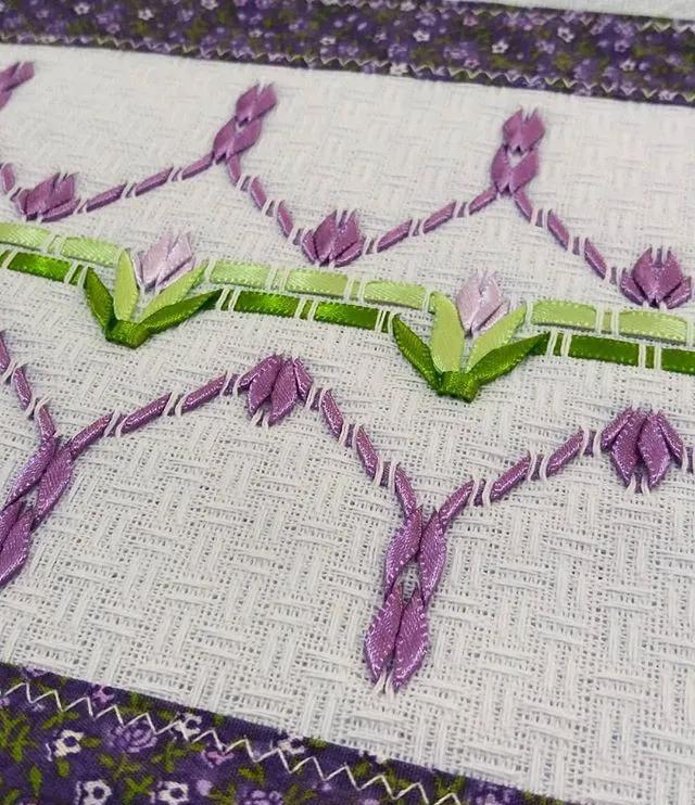 美不胜收的丝带绣,会不会针法都可学会,快收藏!附7款花叶针法