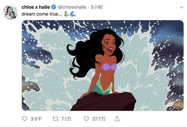 小美人鱼真人电影主演首曝合影，两人同框似父女，网友：泥鳅公主