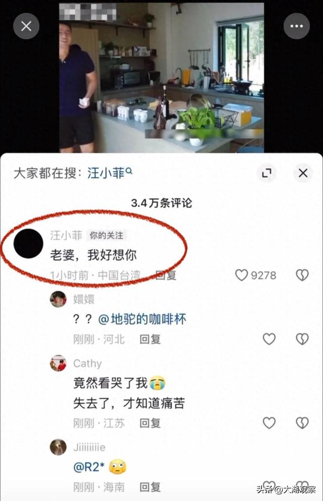“老婆,我好想你”,汪小菲在大S视频下留言