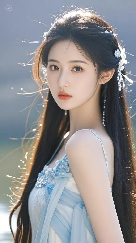 美图赏析~蓝裙仙姝