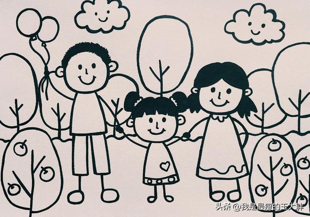 适合零基础学画画的全家福简笔画画法,简单又好看,快来试试吧