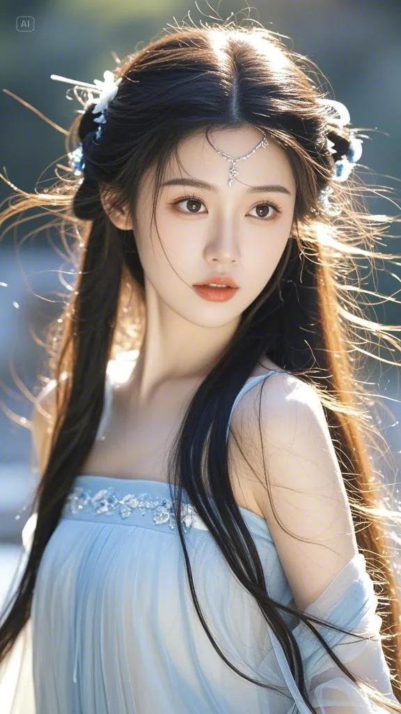 美图赏析~蓝裙仙姝