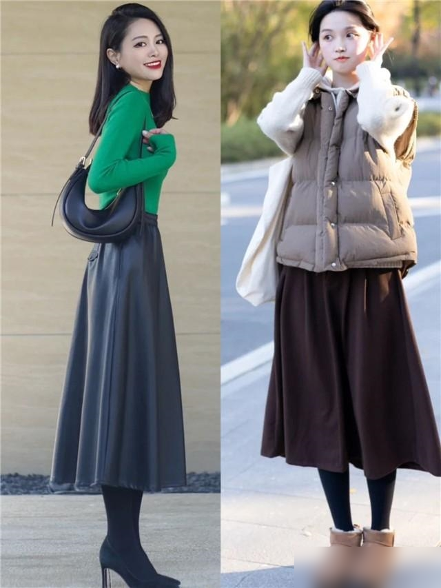 打底裤请一定要这样穿:叠裙子、裹袜子,既保暖又显瘦,谁穿谁美