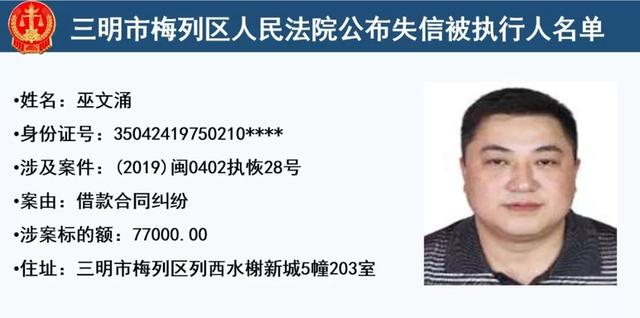 梅列法院公布32名失信被执行人,有你认识的么?