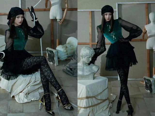 关晓彤这是怎么了？尝试全套黑色蕾丝，努力证明自己的性张力