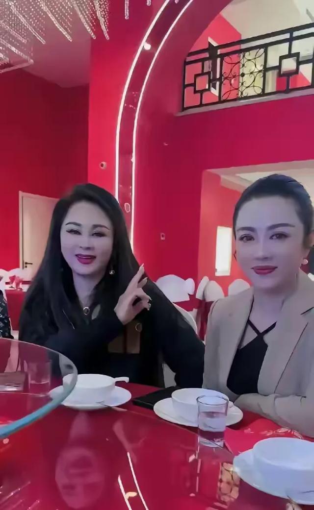 温美玲穿黑色吊带,与何晓影一起参加活动,被网友吐槽不稳重