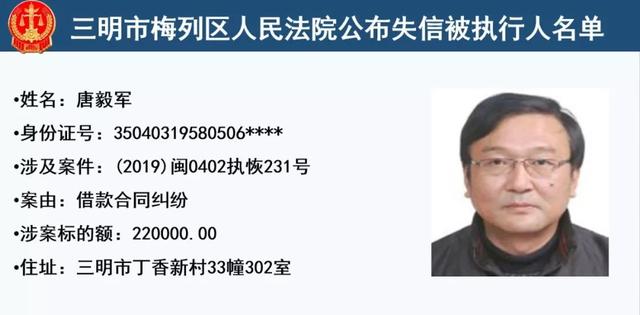 梅列法院公布32名失信被执行人,有你认识的么?