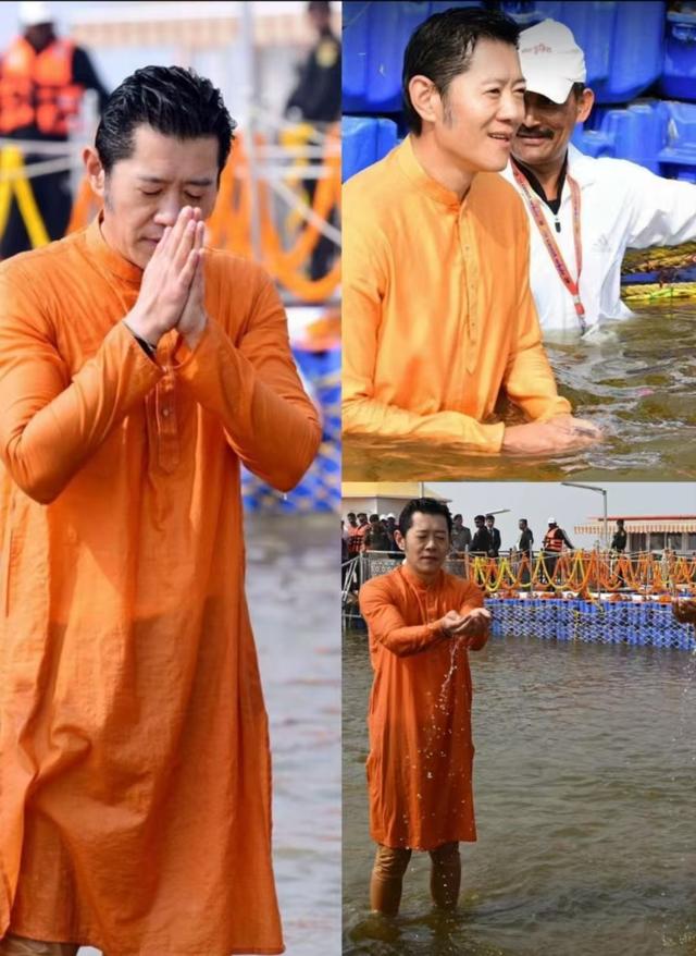 不丹国王在恒河沐浴，虔诚闭眼捧河水，水面呈褐色浑状一言难尽