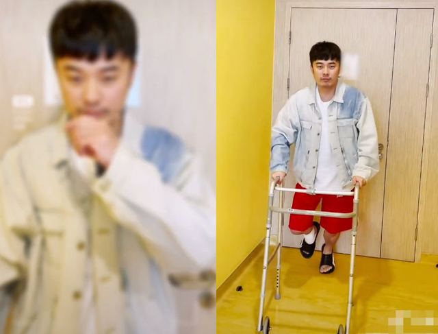 35岁陈赫手术后顺利出院！单腿蹦跳显滑稽，胡子拉碴脸消瘦不少