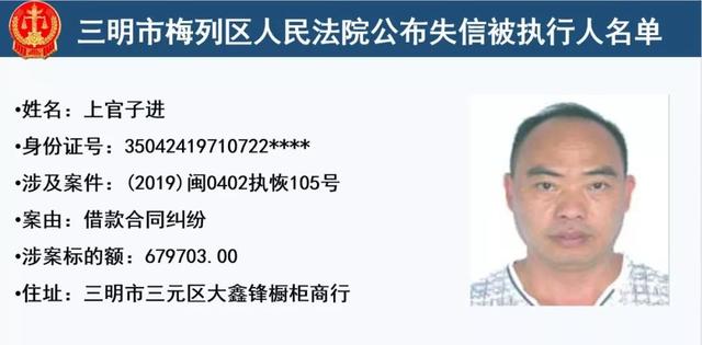 梅列法院公布32名失信被执行人,有你认识的么?