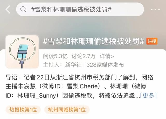 宸帆电商两大千万级头部网红被曝偷漏税，发道歉声明接受处罚