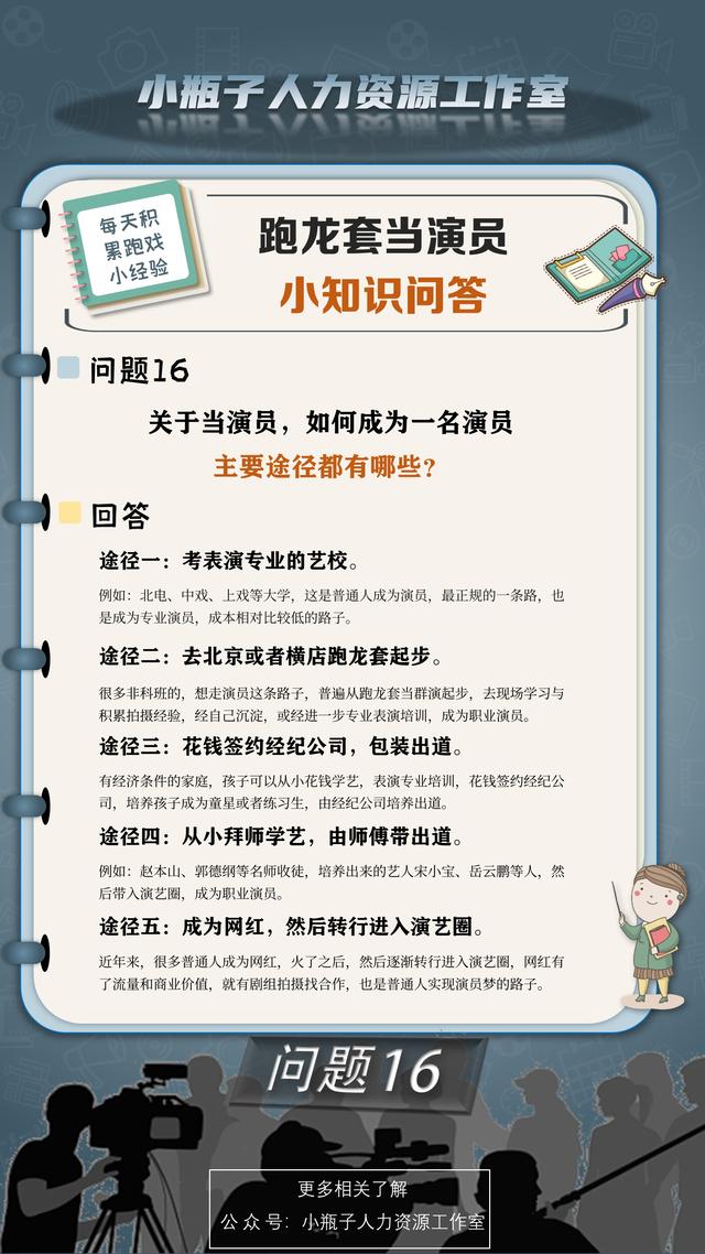 问题16：关于当演员，如何成为一名演员，主要途径都有哪些？