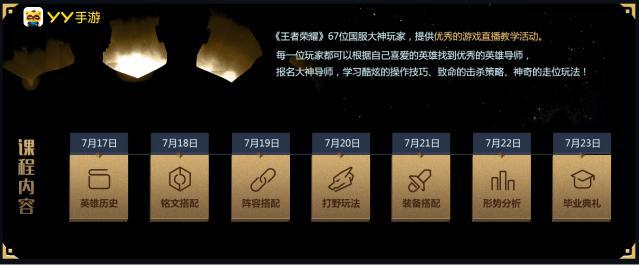 集合游戏界最强师资力量 YY王者荣耀速成班开启！