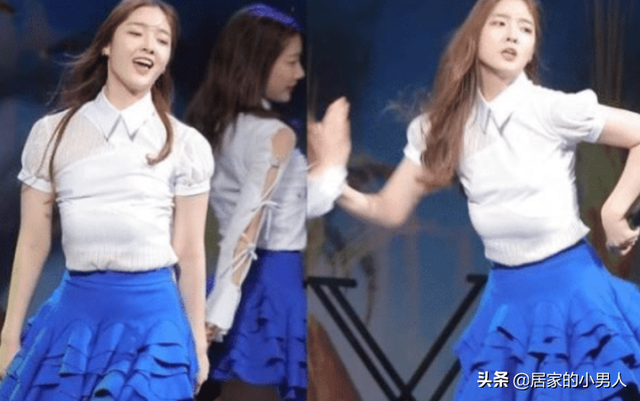 韩国女星跳舞时突发意外,“胸部”突然掉到肚子上,观众有些懵