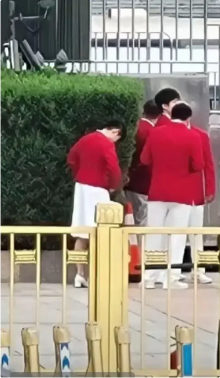 表彰大会路透莎莎穿裙子,莎莎似乎穿裙子了,直接在路边撅起屁股